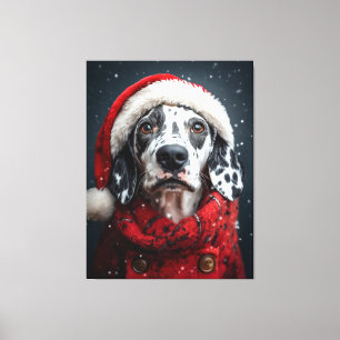 Festive Dalmatian i Santa Attire Canvastryck