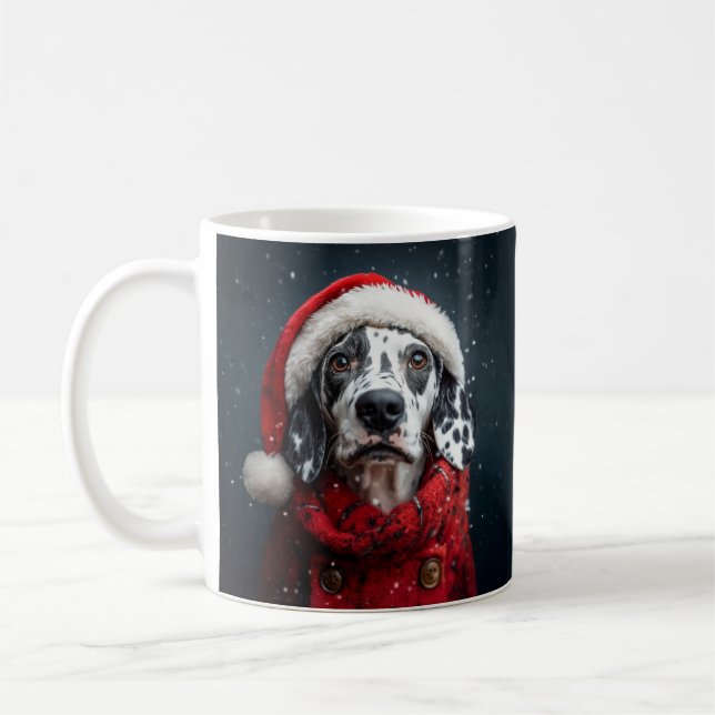 Festive Dalmatian i Santa Attire Kaffemugg (Vänster)