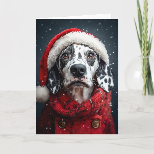 Festive Dalmatian i Santa Attire Kort (Framsida)
