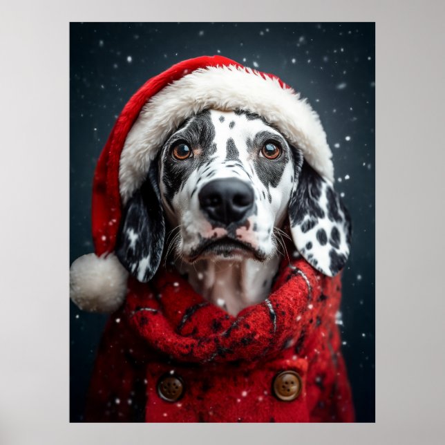 Festive Dalmatian i Santa Attire Poster (Framsidan)