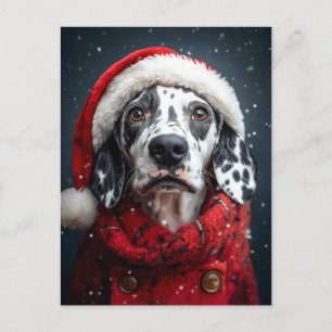 Festive Dalmatian i Santa Attire Vykort