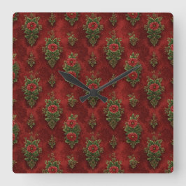 Festive Damask  Fyrkantig Klocka