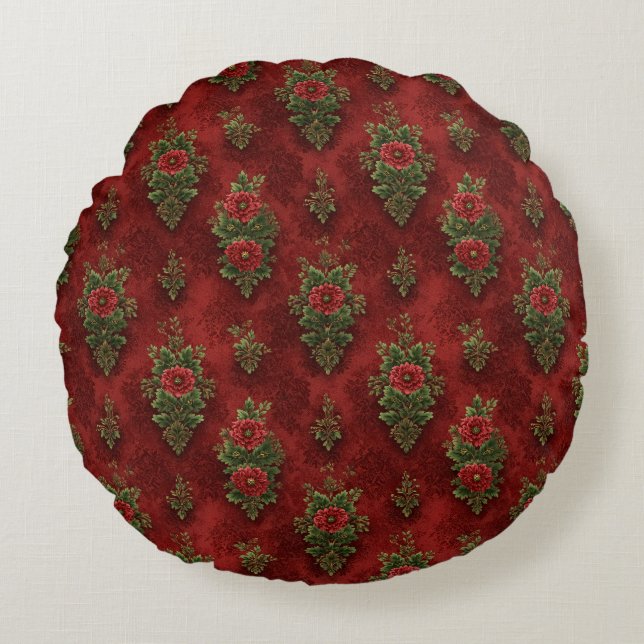 Festive Damask  Rund Kudde (Framsidan)