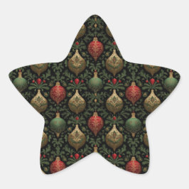 Festive Damask  Stjärnformat Klistermärke