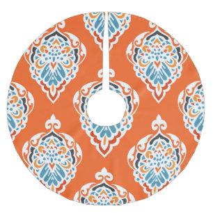 Festive Damask vintage mönster, elegant design. Julgransmatta Borstad Polyester