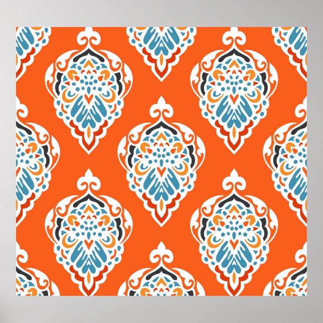 Festive Damask vintage mönster, elegant design. Poster (Framsidan)