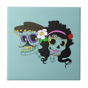 Festive Day of the dead Art Kakelplatta