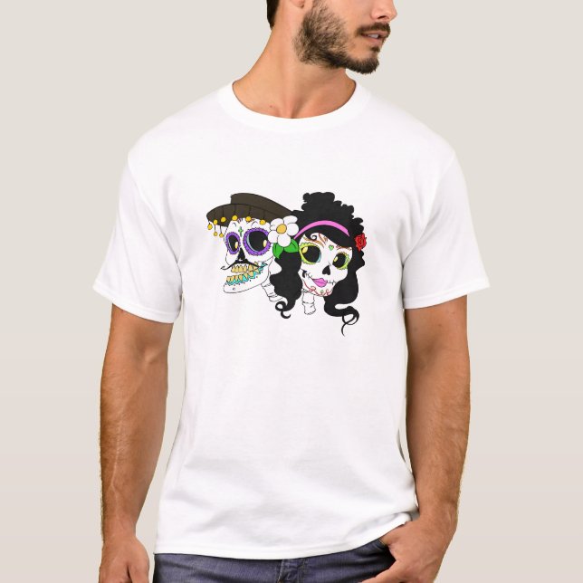 Festive Day of the dead Art Tee Shirt (Framsida)