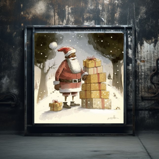 Festive Delight: Glatt Black Santa Poster (Skapare uppladdad)