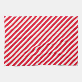 Festive Diagonal White and Red Stripe Kökshandduk