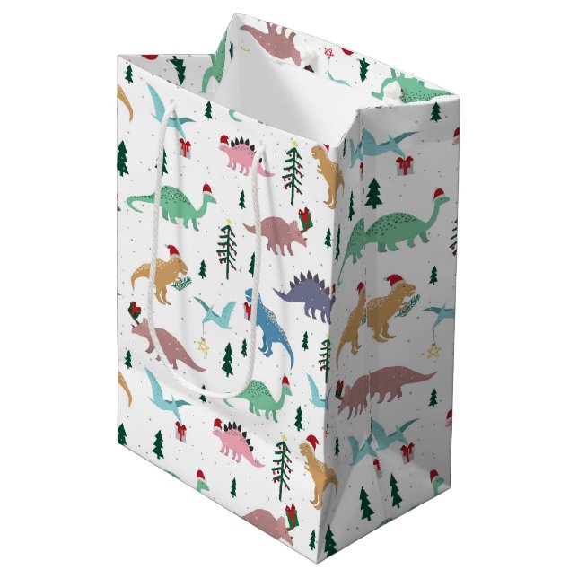 Festive Dinosaurs jul Mönster (Framsidan Vinklad)