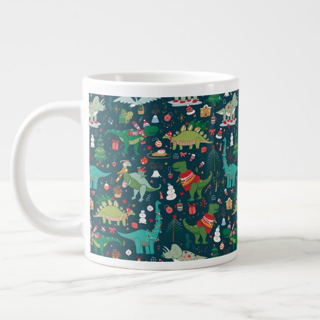 Festive Dinosaurs jul Mönster Jumbo Mugg (Vänster)