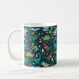 Festive Dinosaurs jul Mönster Kaffemugg