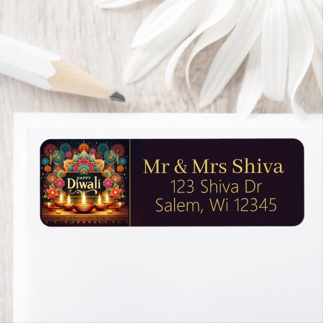 Festive Diwali Address Label Returadress Etikett (Insitu)