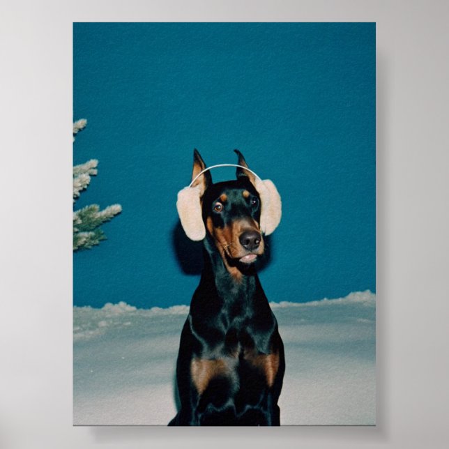 Festive Doberman Poster (Framsidan)