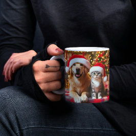 Festive Dog and Cat Christmas Magisk Mugg