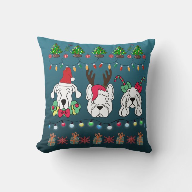 Festive Dog Christmas Pattern-cute holiday dogs Kudde (Framsida)
