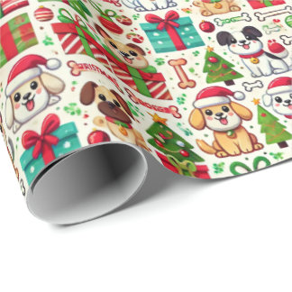 Festive Dog Christmas Wrapping Paper Presentpapper
