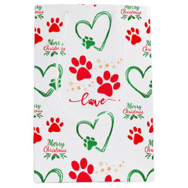 Festive DOG PAW PRINTS and LOVE HEARTS Christmas