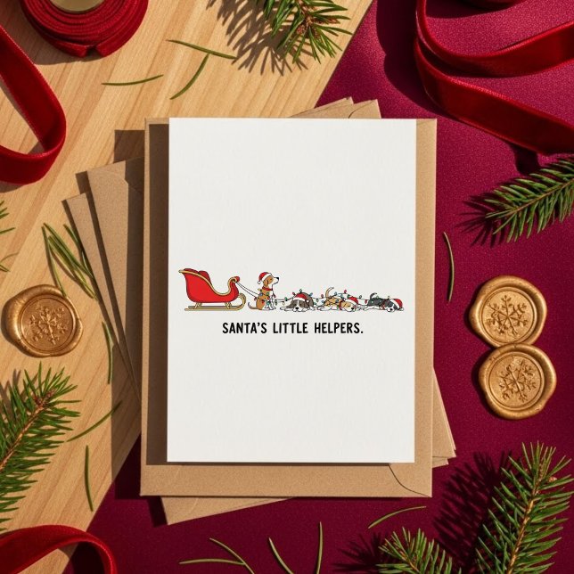 Festive Dog Sleigh Christmas Card For Dog Lovers Julkort (Skapare uppladdad)