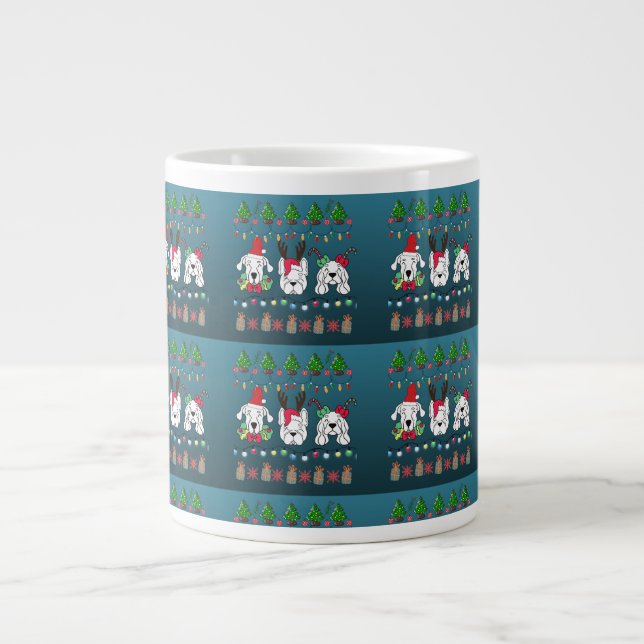 Festive dogs Christmas pattern - cute hoiiday dogs Jumbo Mugg (Framsidan)
