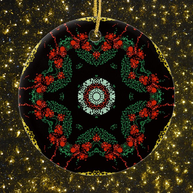 Festive Dot Mandala Julgransprydnad Keramik (Skapare uppladdad)