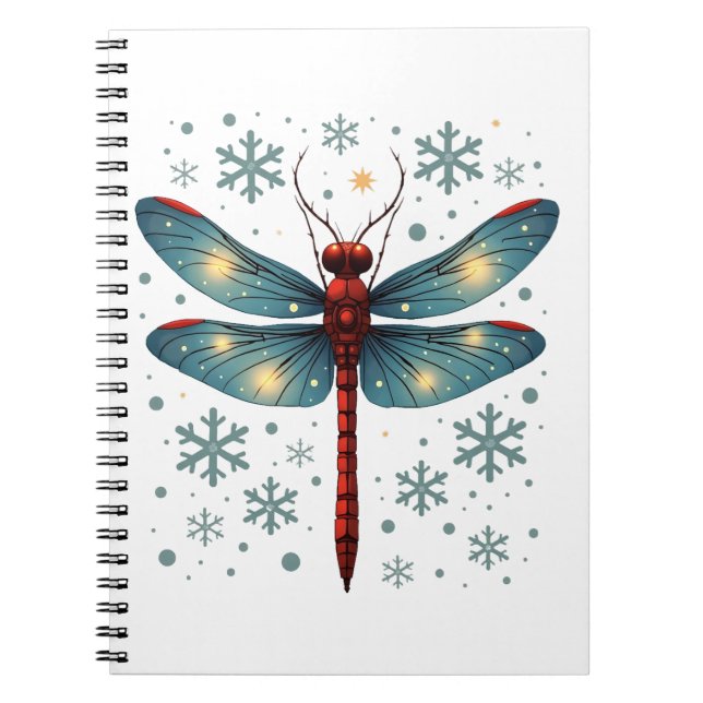 Festive Dragonfly Glow Anteckningsbok (Framsidan)