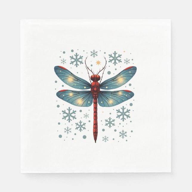 Festive Dragonfly Glow Pappersservett (Framsidan)