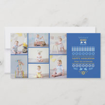 Festive Dreidel Icons Hanukah Collage Photo Card