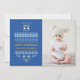 Festive Dreidel Icons Hanukkah Helgdag Blue Guld Julkort