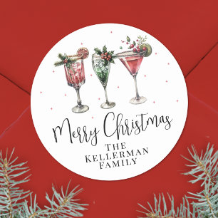 Festive Drinkar God Jul Runt Klistermärke