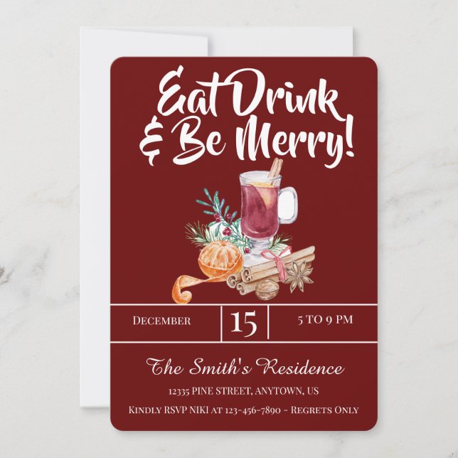 Festive Drinks Party dricker och var glad! Inbjudningar (Framsida)