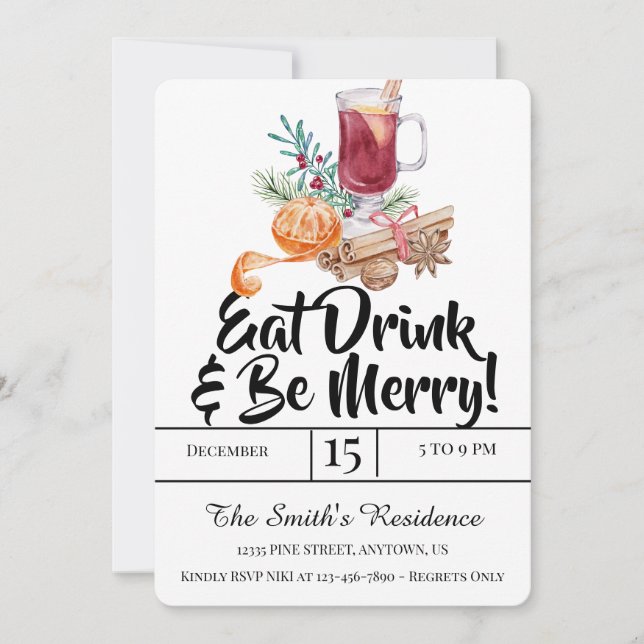 Festive Drinks Party dricker och var glad! Inbjudningar (Framsida)