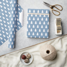 Festive Dusk Blue White Julgran mönster Presentpapper