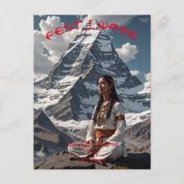 Festive Earring vycard Mount Kailash meditator Vykort