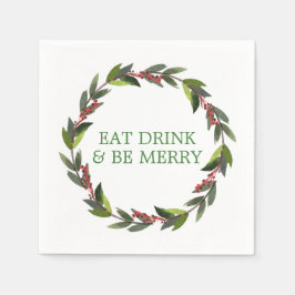Festive Eat Drink & Be Merry Watercolor Watercolor Pappersservett