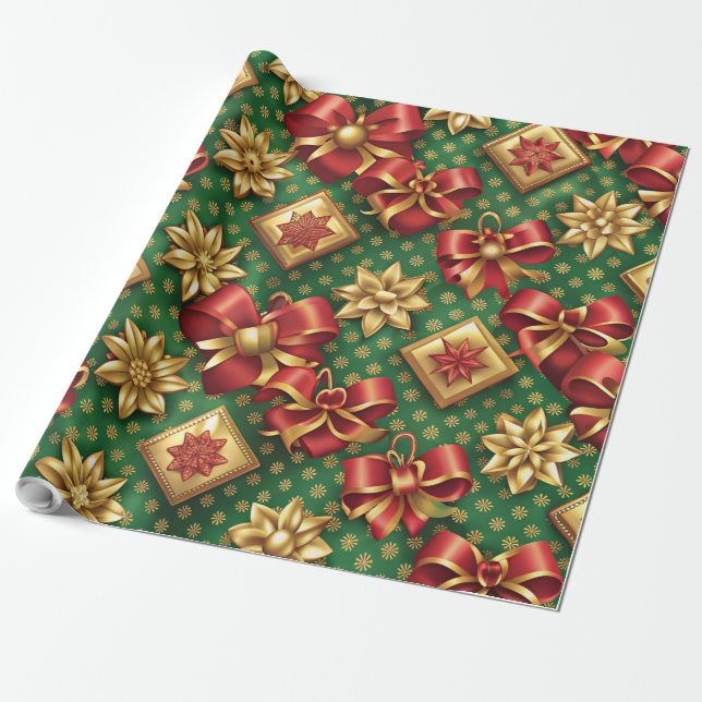 Festive Elegance Gift Wrap Presentpapper (Utrullad)