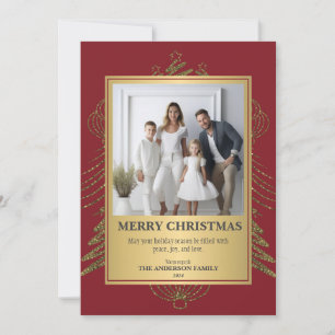 Festive Elegance: Red and Guld Photo jul Julkort