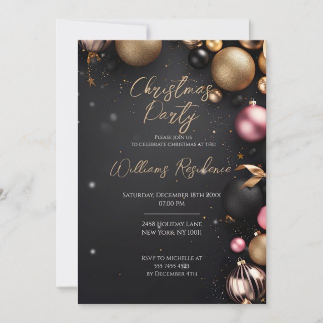Festive Elegant Christmas Party Invitation Inbjudningar (Framsida)