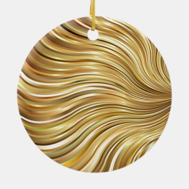 Festive Elegant Guld Abstrakt Flowing Rand Julgransprydnad Keramik (Baksidan)
