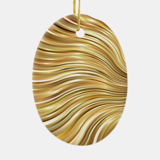Festive Elegant Guld Abstrakt Flowing Rand Julgransprydnad Keramik (Baksidan)