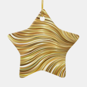 Festive Elegant Guld Abstrakt Flowing Rand Julgransprydnad Keramik