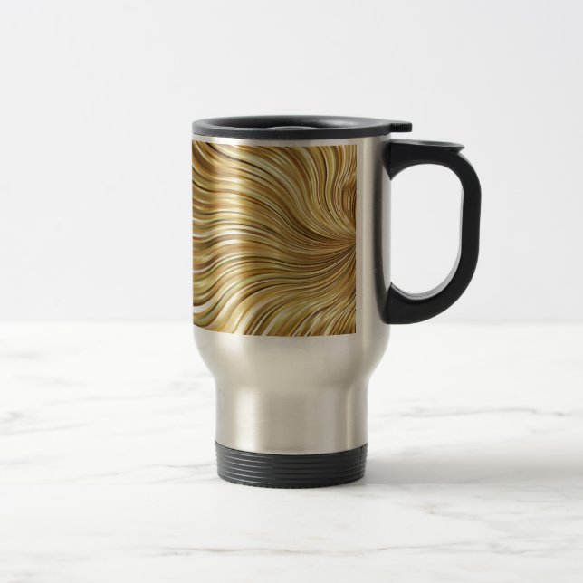 Festive Elegant Guld Abstrakt Flowing Rand Resemugg (Höger)