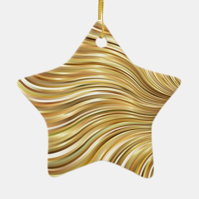 Festive Elegant Guld Abstrakt Flowing Rand Star Julgransprydnad Keramik (Baksidan)