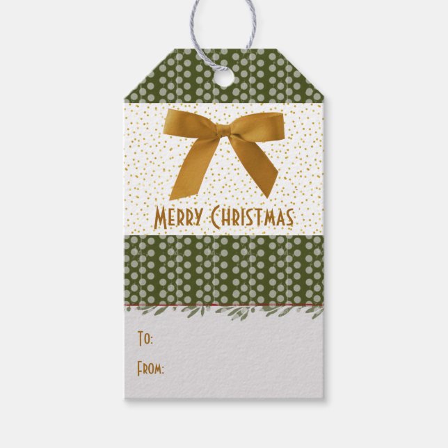 Festive Elegant Guld Bow går från jul till Presentetikett (Framsidan)