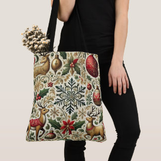 Festive Elegant jul Mönster Tote Bag Tygkasse