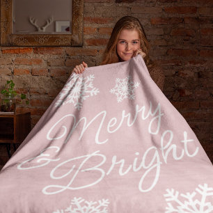 Festive Elegant-Säsonhälsningar på Pastel Rosa Fleecefilt