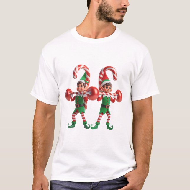 Festive Elf Barbell Challenge Manar-Shirt T Shirt (Framsida)