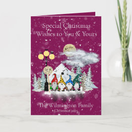 Festive Elf-kvartettens familj Foto-julklapp Kort