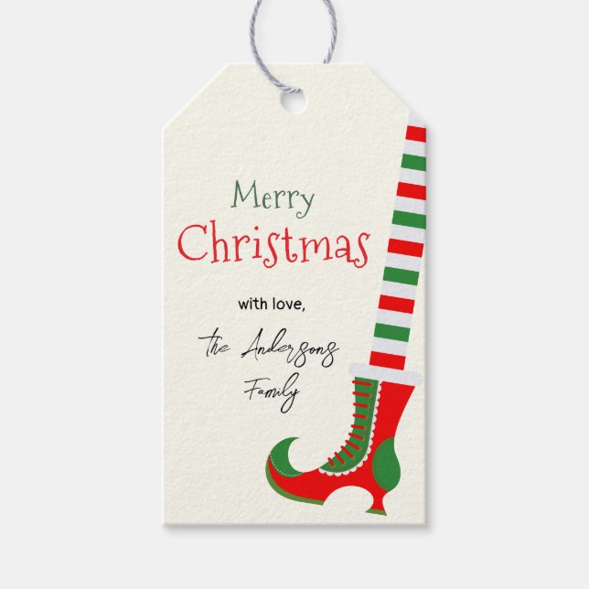 Festive Elf leg God jul Presentetikett (Framsidan)
